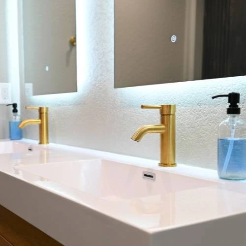 Bathroom remodel by Ofir Construction with walk-in shower and floating vanity
