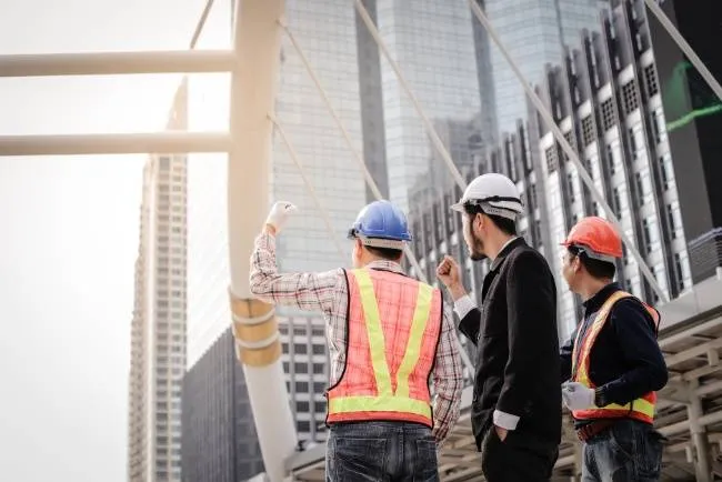 Commercial building contractors on a tenant improvement site